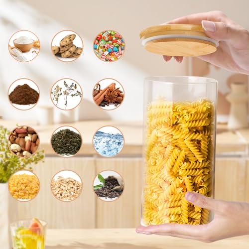 4 Barattoli Vetro con Coperchio, 1300ML Barattoli Vetro Ermetici, Ideali per la Conservazione di Prodotti Secchi. - immagine 5