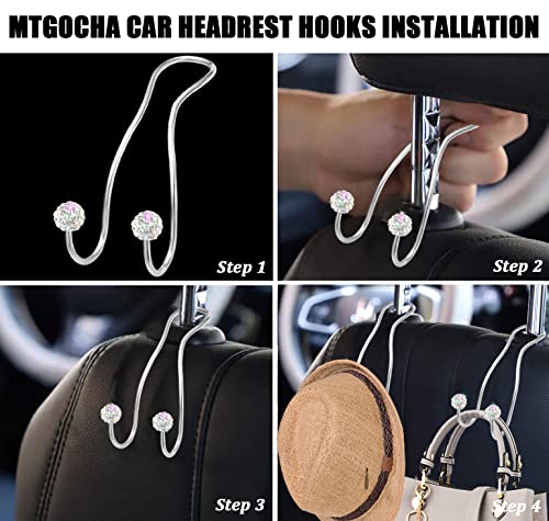 Mtgocha SEATHOOKS-UPGRADE-2SILVER Bling Purse Hook For Car Headrest Hooks Upgraded Cute Car Purse Hooks Car Seat Hooks For Headrest Metal Car Bag Hooks Car Purse Holder Hook Hanger Bling Car Accessories thumb #3
