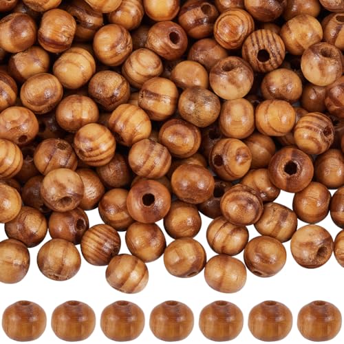 GORGECRAFT 200pz Cuentas de Madera de 8mm Cuentas de Madera Redondas Naturales Pequeñas Cuentas de Madera Burlywood Espaciadoras Sueltas de Madera Cuentas Artesanales para Pulseras Collares Joyas