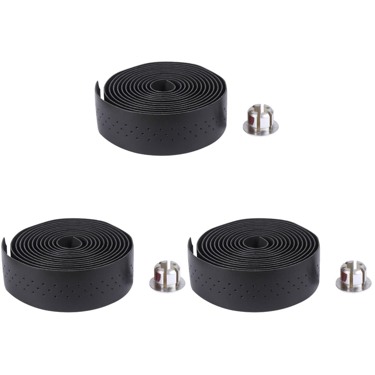 SUPVOX 3sets Manubrio Pu Pelle Per Bici Nastro Antiscivolo e Ammortizzante Adatto Bici Da Strada Mountain Bike e Altro Nero