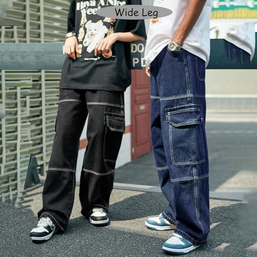 Y2K Denim Cargo Pants Vinatge Baggy Stitch Parachute Jeans Wide Leg Streetwear Gothic Men's Jeans4