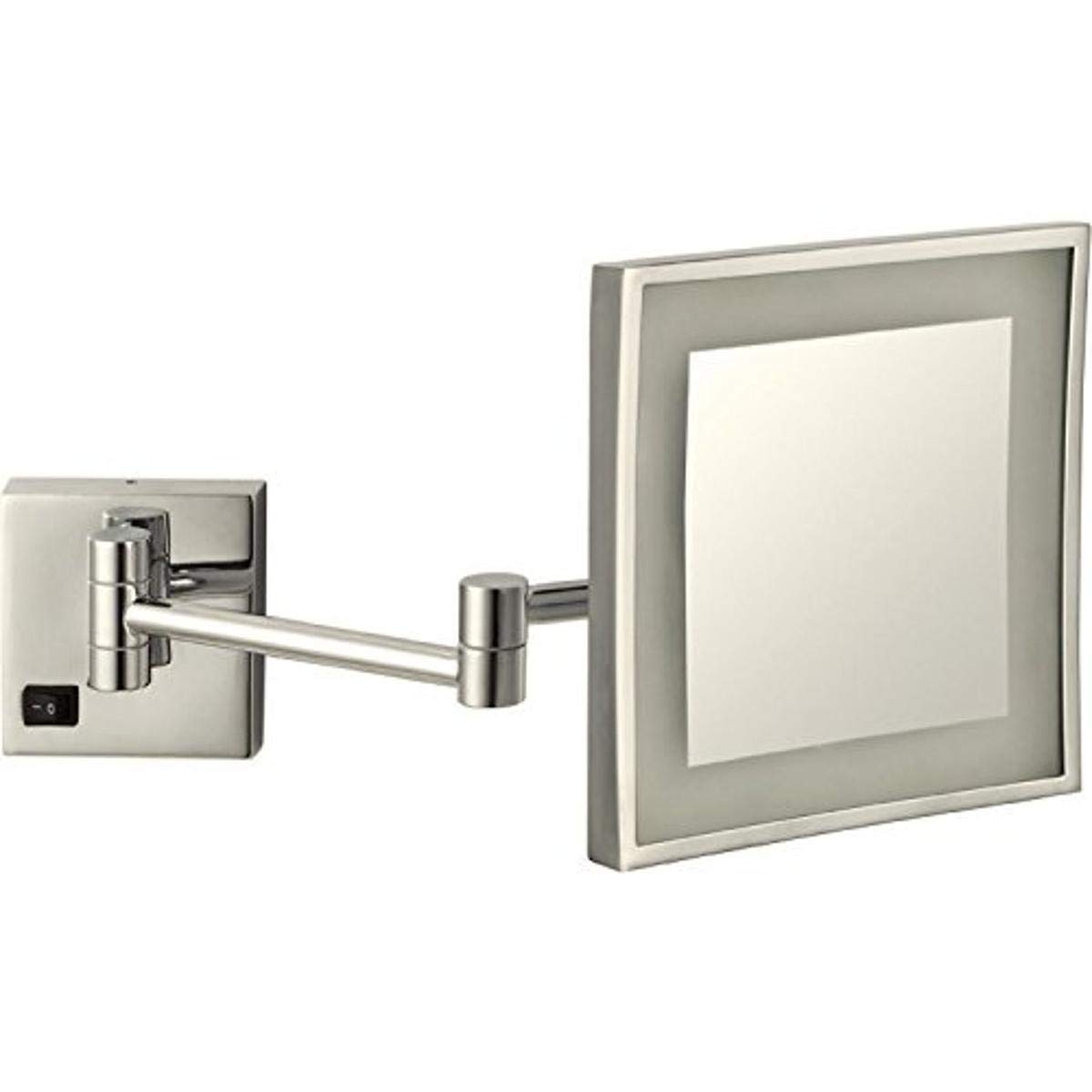 AR7701-SNI-5x Glimmer Square Wall Mounted LED 5x Magnification Makeup Mirror, Satin Nickel