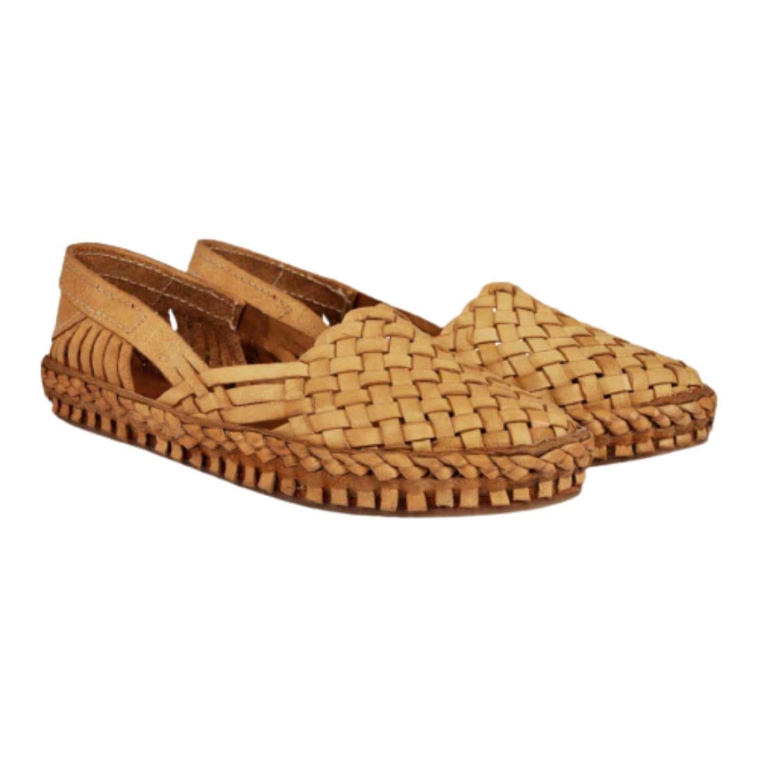 WalkStalkWomen’s Tan Casual Handmade Leather Moccasin Loafer Shoes, Soft & Comfortable Slip Ons Sandals for Indoor/Outdoor