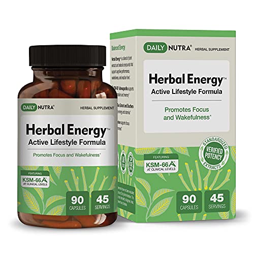 Herbal Energy by DailyNutra - Focus Supplement & Energy Pill with Green Tea Extract, L-Theanine, KSM-66 Ashwagandha and Eleuthero (90 Capsules)