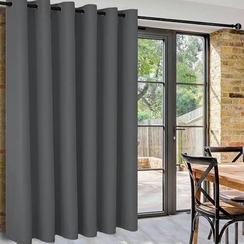 DWCN Raumteiler Vorhang Blickdicht 213x254cm(HxB) Dunkel Grau Raumtrenner Hängend Thermovorhang Gardinen Ösen Verdunklungsvorhang Extra Breite...