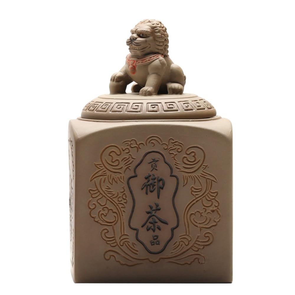 HLTYGWX Teedose aus Keramik, für losen Tee, Vorratsdose, chinesisches Retro-Teeglas mit Jade-Siegel, grobe Keramik-Teedose, schwarzer Tee, versiegeltes Glas, Teedose