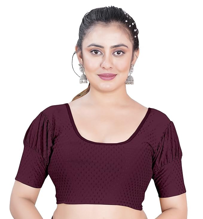 Elegant Women's Blouse | Stretchable Fitted Top for Sarees Soft, Breathable & Stylish Puff Sleeve Blouse for All-Day Comfort | Perfect for Casual, Office-picture-19
