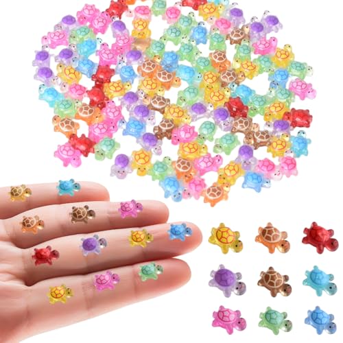 Tindobewan Super Mini Resin Turtles for Crafts 100Pcs