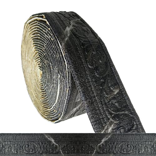 Bordüre Selbstklebend 3D Stuckleisten Wand - 10m x 8cm x 5mm - Zierleisten Selbstklebend, Wasserdicht Wandbordüre, Leisten Selbstklebende, Roll Border Trims für Ecken Linien Decken Dekoration, Schwarz
