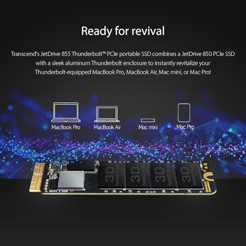 Image of Transcend 960GB JetDrive 855 Thunderbolt Nvme PCIe Portable SSD Solid State Drive TS960GJDM855
