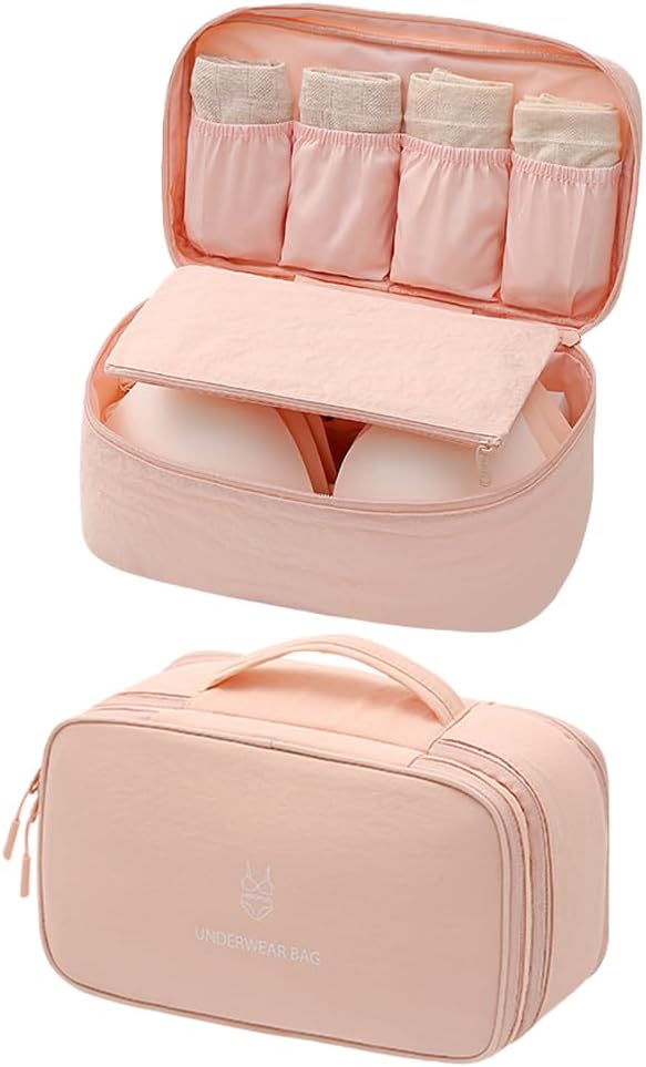 Travel Underwear Organizer Bag, Large Capacity Travel Packing Organizer Bra Bag Waterproof Three Layer Packing Cube for Underwear, Lingerie, Socks, Toiletries, Cosmetics, Clothes,Towels