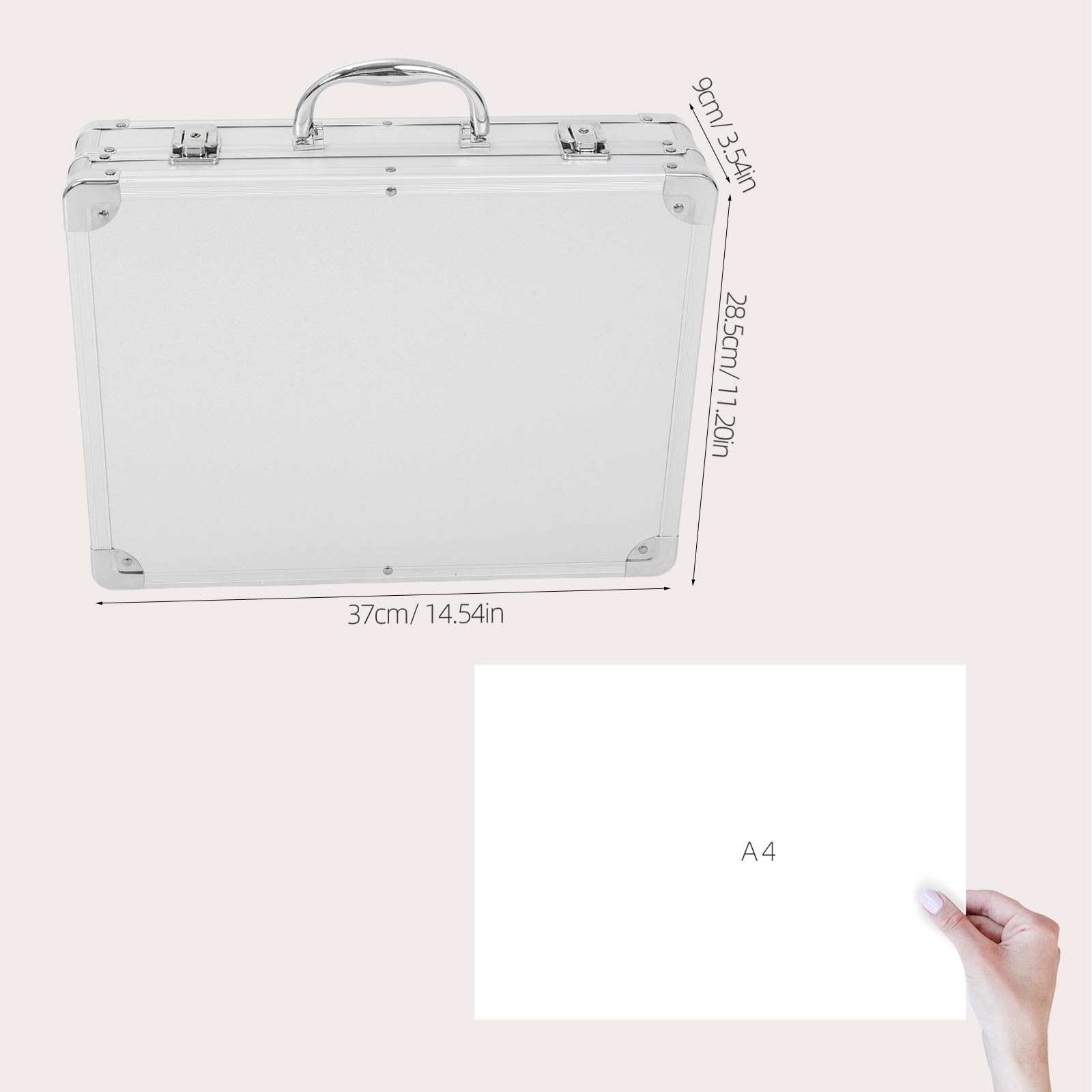Maleta de Aluminio Portátil Antichoque de Gran Capacidad | Plata, Aleación de Aluminio, Fácil de Transportar, para Oficina y Viaje de Negocios