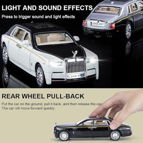Image of 1 /32 Rolls-Royce Phantom Model Car with Box, Zinc Alloy Pull Back Toy car with Sound and Light for Kids Boy Girl Gift?Colors as Per Stock? (Rolls Royce Phantom 1:32)