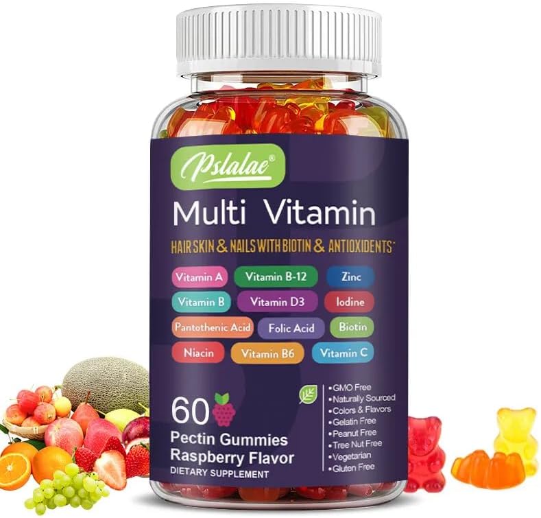Multi-Vitamine Gummies (100 gummies) met biotine – immuunondersteuning, haar-, huid- en nagelgezondheid