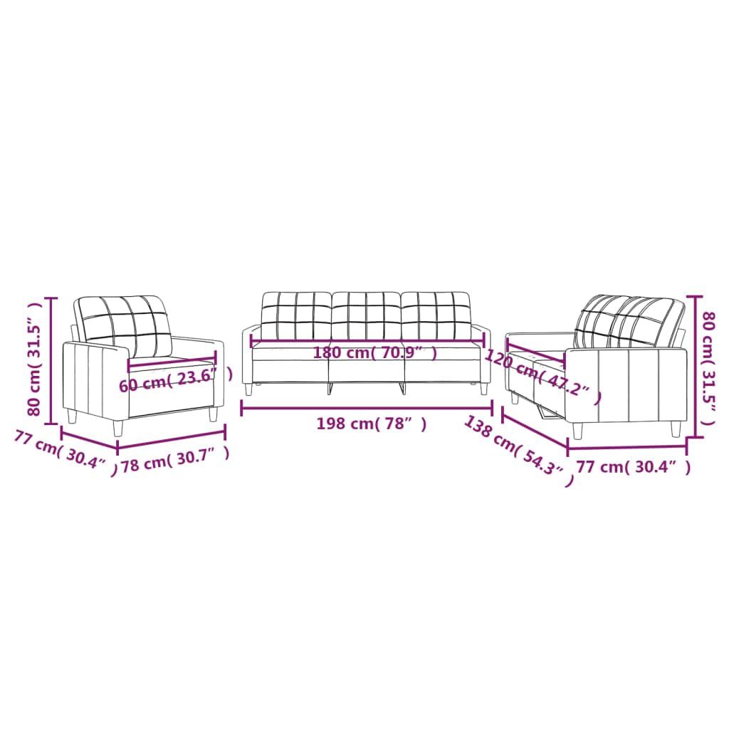 vidaXL Ensemble de Canapés avec Coussins 3 pcs, Canapés avec Accoudoirs et Dossier, Ensemble de Meubles, Mobilier de Salon, Moderne, Gris Foncé Tissu