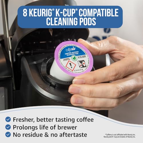 Keurig Compatible Cleaning Pods. 8 Rinse Pods Cleaner Kit. Eco Friendly, Removes Stale Coffee Residue & Stains. Keurig 1.0 & 2.0 Coffee Makers.