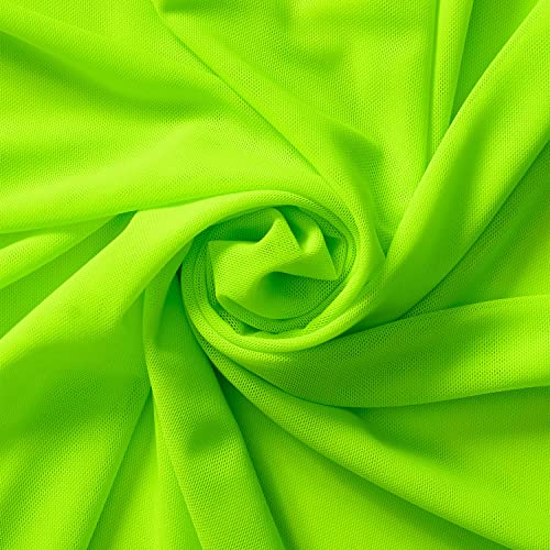 Neon Green Power Mesh Stretch Fabric - Versatile 100 GSM Nylon Spandex for Apparel, Crafts, and Decor by the Yard
