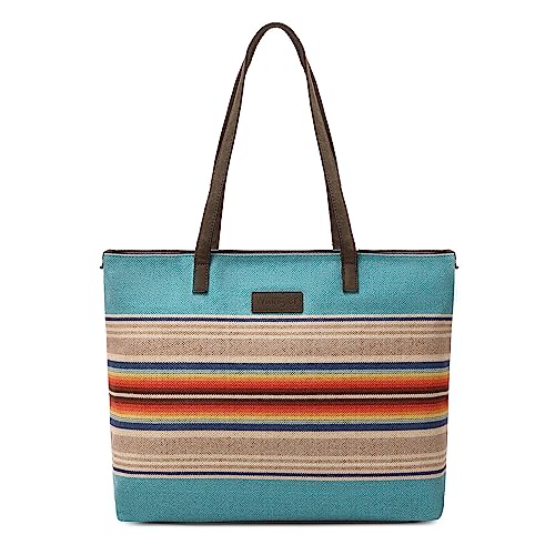 Image of Montana West Wrangler Aztec Print Canvas Tote Bag Capacity Shoulder Bag for Work, Travel & Everyday Use