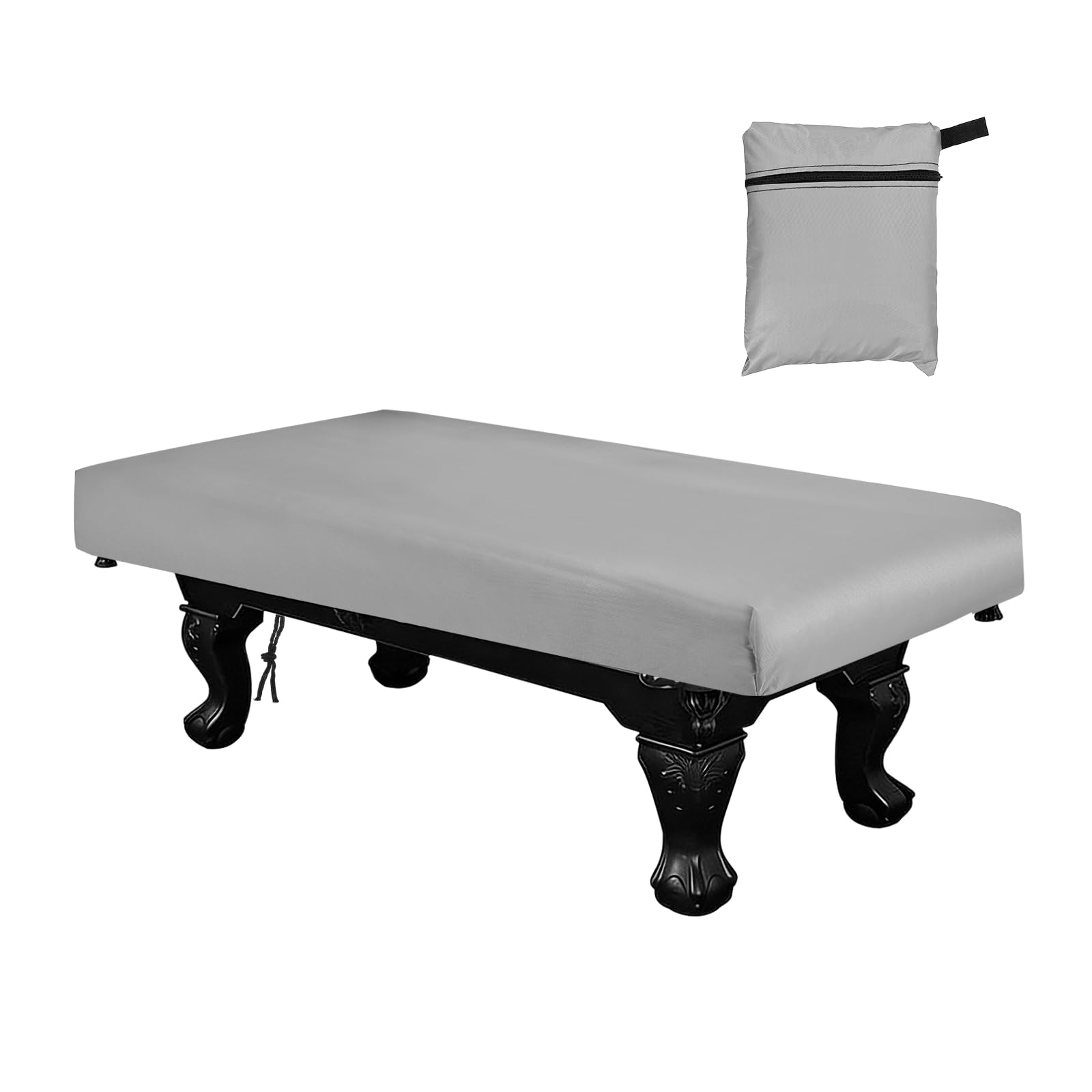 YELARXI Billiard Pool Table Cover, Waterproof Dustproof Billiards Accessories with Storage Bag, 8 ft & Oxford & Silver-Plated & Gray - Fitting for(Snooker Billiard Table/Outdoor/Indoor)
