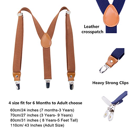 Awaytr Kids Boys Adults Suspenders - 4 Sizes Sturdy Metal Clips Elastic Adjustable Suspender (24 Inches (7 Months-3 Years),Brown) #TOP1