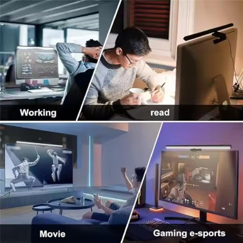Image of LED Monitor Light Bar for Computer & Laptop, USB Lamp with 3 Colour Temperature Modes, Touch Control, 60-Min Auto-Off Timer, Anti-Glare Adjustable Desktop Light for Office, Study & Gaming