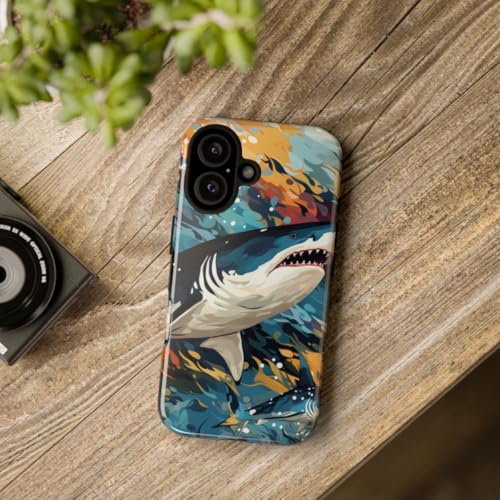 Coque iPhone 16 requin ocean rigide effet brillant luxe - 4
