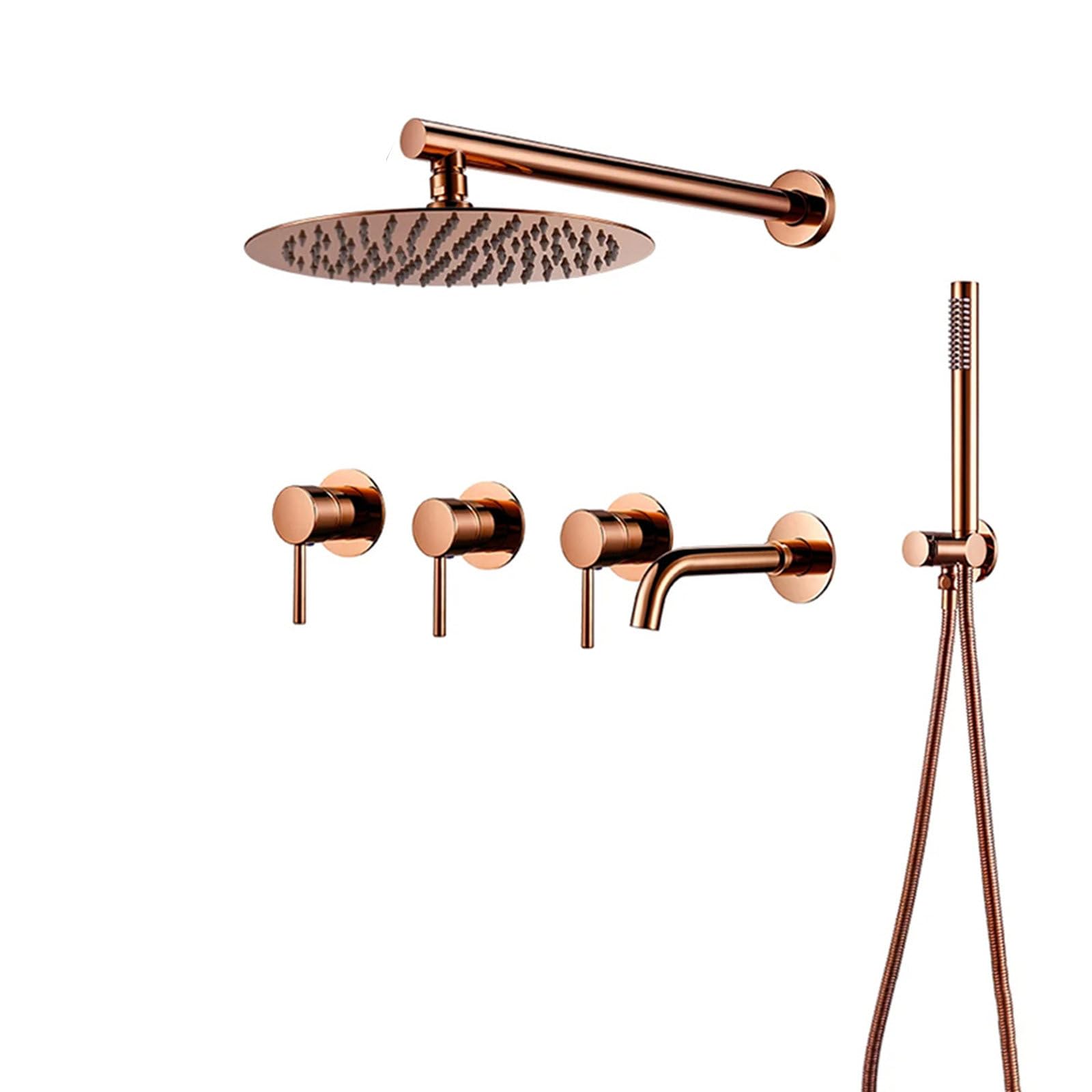 Système de douche en laiton robinet réglable 3 voies eau chaude et froide