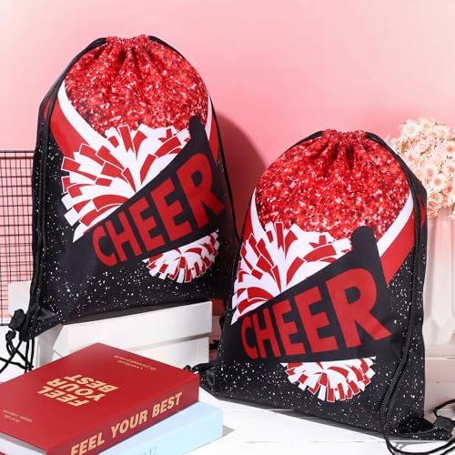 Image of SATINIOR 20 Pcs Cheer Bags Bulk Cheer Drawstring Backpacks Cheerleader Bags Cheerleading Gift for Cheerleaders(Hot Red)