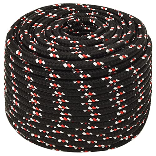 Corde de bateau en polypropylène noir 12 mm x 25 m pour amarrage