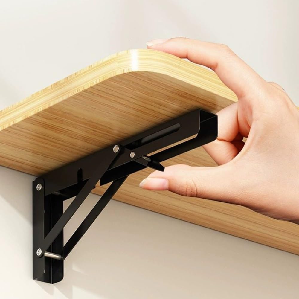 Klappbarer Wand-Schreibtisch aus Holz für kleine Räume, kompakter Klapptisch mit Regalhalterungen, Weiß, 100 x 24 cm