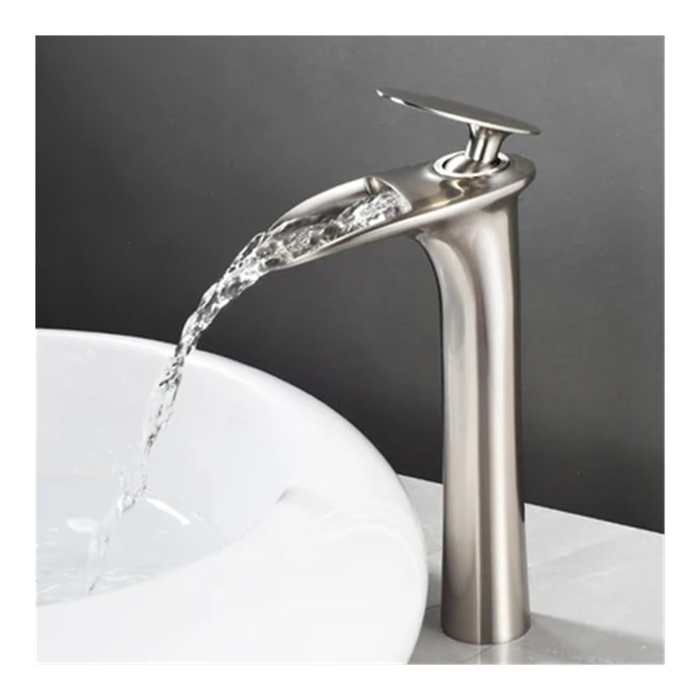 Blyqxs 10 Brass Hot And Cold Waterfall Faucet Countertop Basin Washbasin Black/White/Gold Heightened Models Faucet W3044(10)