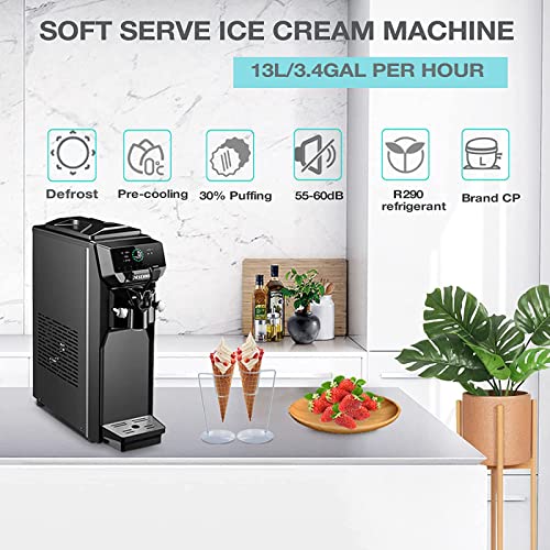 Kommerzielle Softeismaschine Mit 780 W, 16 L/4,2 Gallonen Pro Stunde, Selbstreinigendes Led-Panel, Eismaschine, Perfekt Für Restaurants, Snackbars, Supermärkte – Bild 3