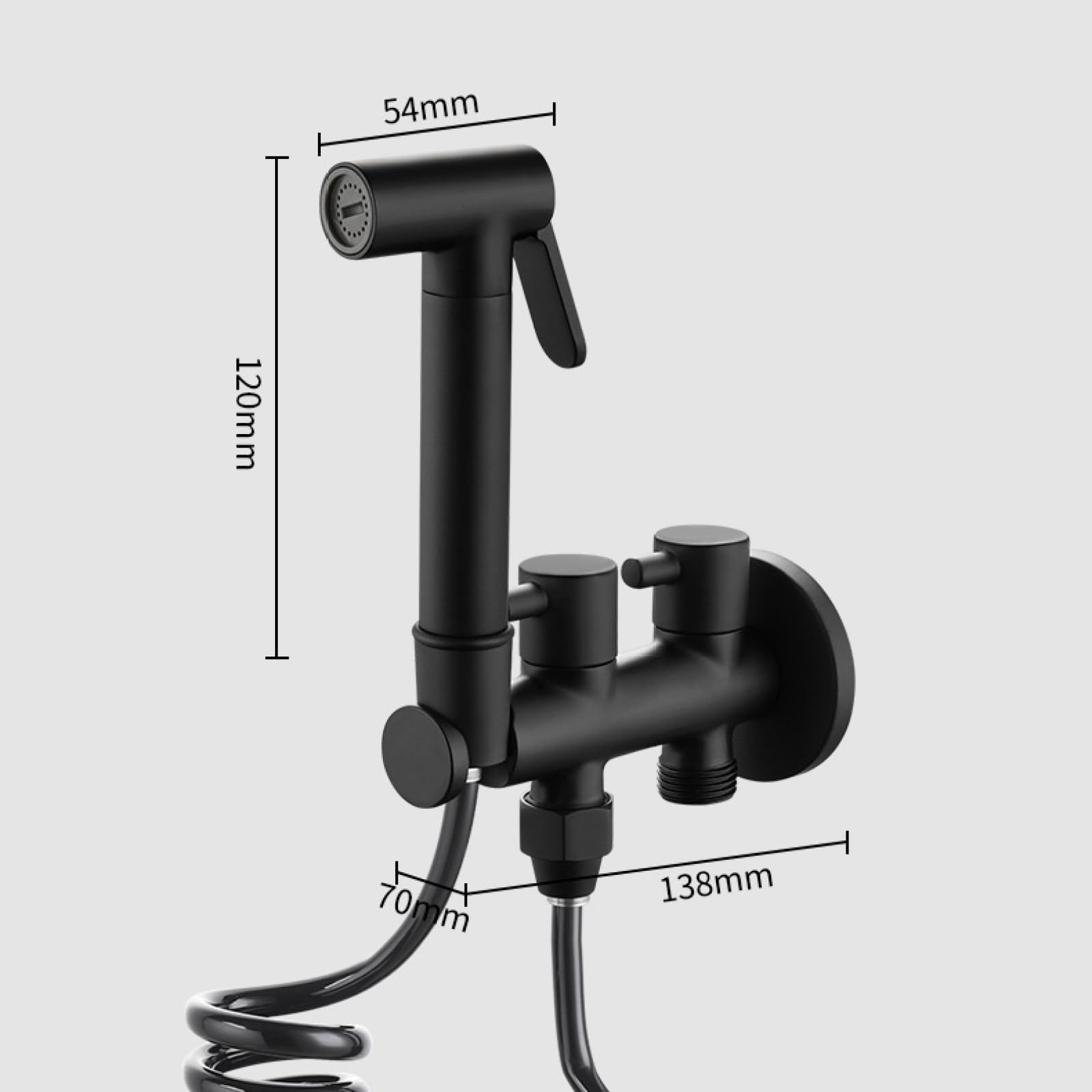Doccetta Bidet per WC Ottone Nero Montaggio A Parete Doppia Uscita | Adatto per La Pulizia Della Toilette E La Pulizia Quotidiana Del Bagno