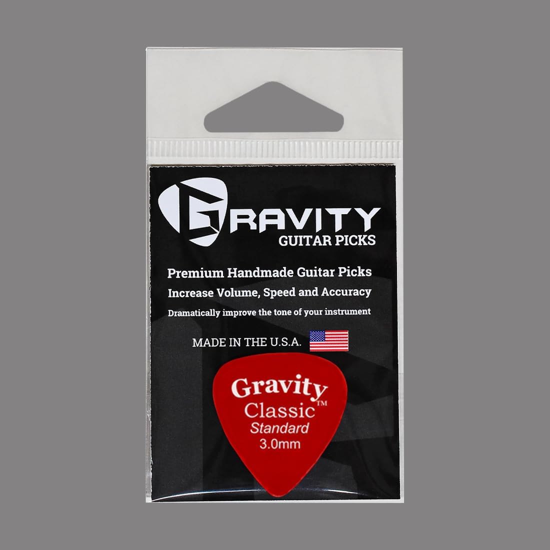 Gravity Guitar Picks - Made of Acrylic - Brighter, Louder, Faster - Classic Standard 3.0mm - 8 Color Assortment