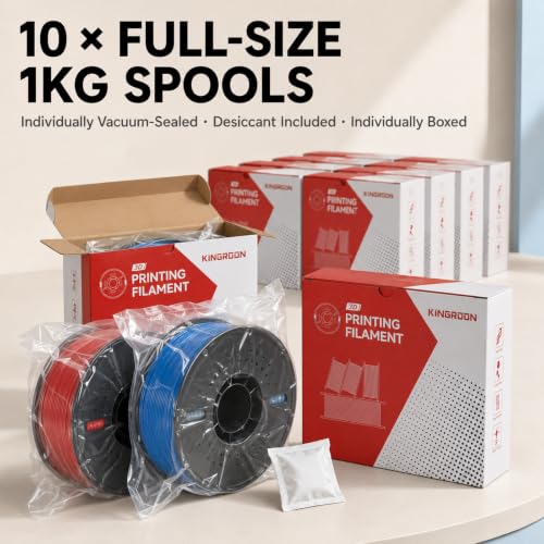Image of Kingroon 10KG PLA Filament Bundle 1.75mm, 3D Printer Filament Bulk Dimensional Accuracy + /- 0.02mm, 10 Pack 1kg Spool(2.2lbs), Fits for Most FDM 3D Printers, Mint Green