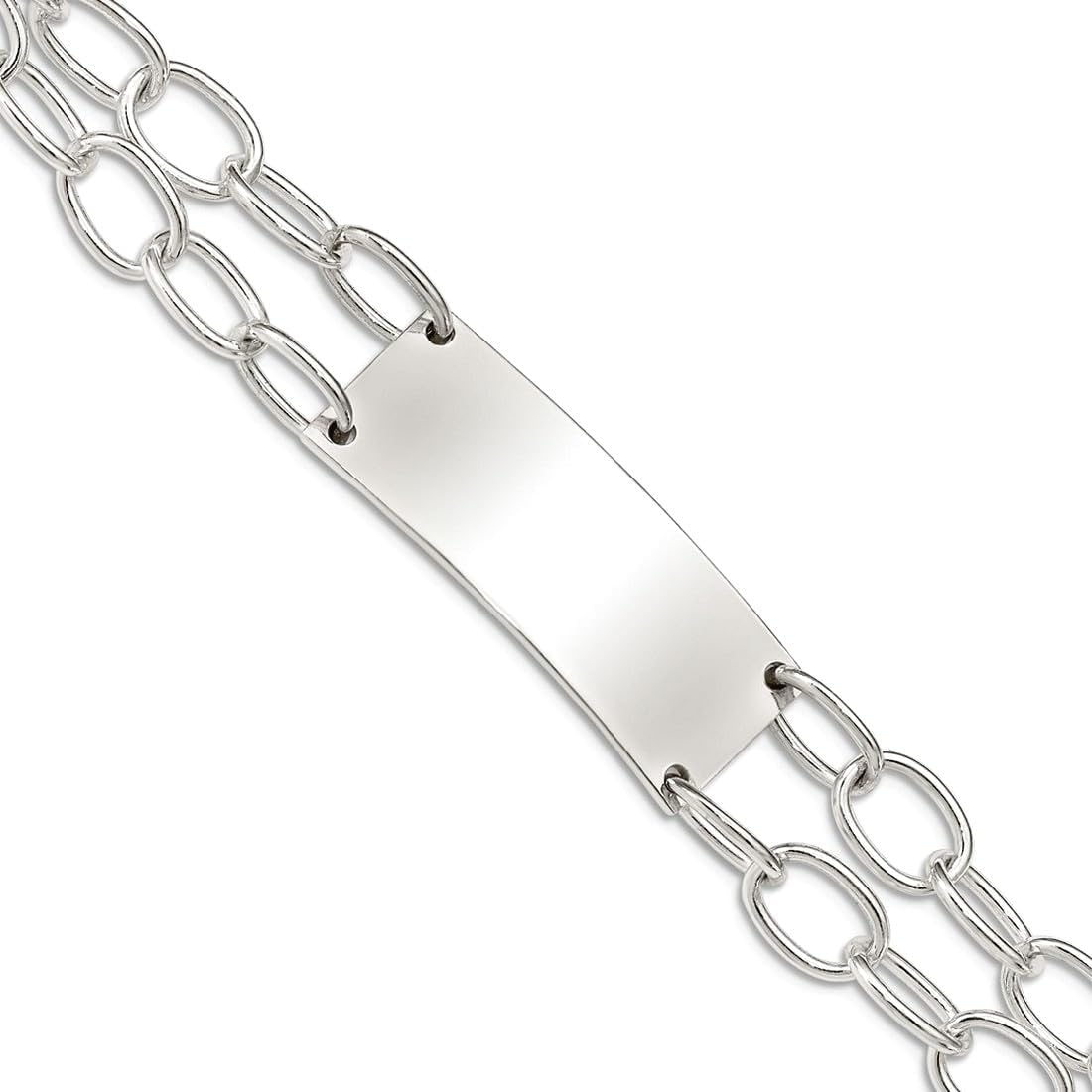 JewelryWeb 925 Sterling Silver Polished Double Str Oval Link ID Bracelet Toggle 5mm Wide Identification Bracelet for Women