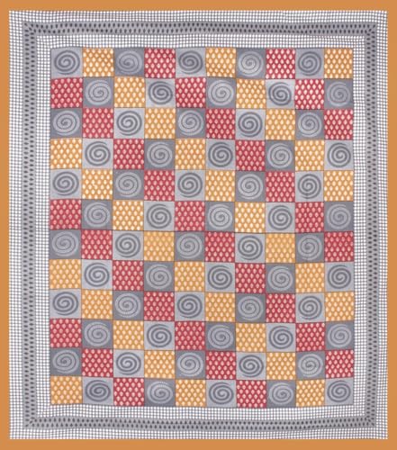 Image of DE CAMA Since 1997 | 100% Cotton 300 TC Premium Double Size Bedsheet for Double Bed (90 x 100 Inch) with 2 Pillow Covers Set (17 x 27 Inch) Designer Printed Bedsheet Set - Grey Checks
