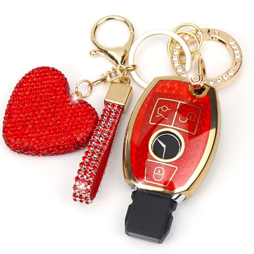 YIKECASE Key Fob Cover with Diamond Keychain Car Key Holder