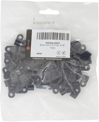 Miniatura 5 de GTSE Abrazaderas de cable de plástico de nailon negro, soportes de tornillo de 316 pulgadas para cable, cuerda, gestión de tubos, paquete de 100
