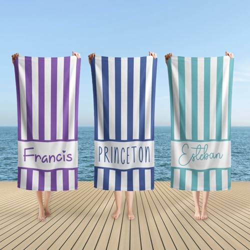 WEIYOUDP Telo mare personalizzato con nome personalizzato, telo...