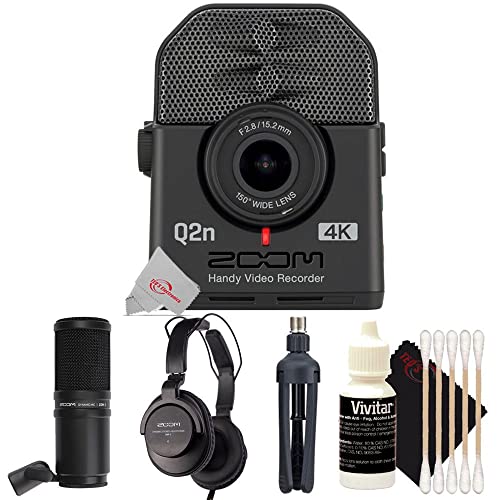 Teds Electronics Zoom Q2n-4K Ultra High Definition Handy Video Recorder + Zoom ZDM-1 Podcast Mic Pack Accessory Bundle + 3pc Cleaning Kit