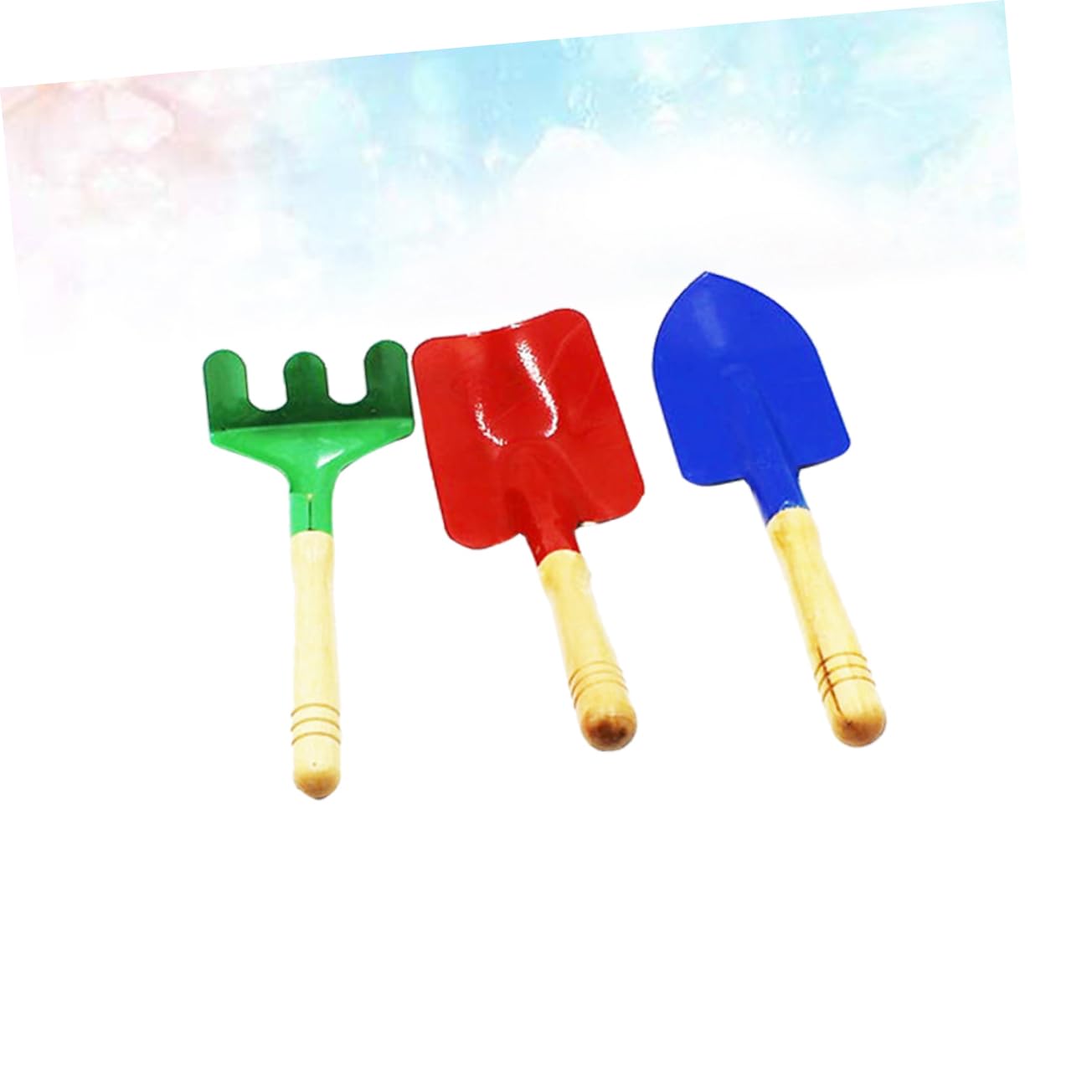 ERINGOGO 3Pcs Mini Garden Tool for Iron Trowel Rake Shovel with Wooden Handles Gardening for Random Color