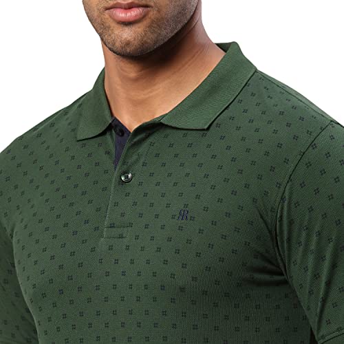 Image of Raymond Men's Pure Cotton Print Pattern Modern Fit Polo Collar Polo Neck Half Sleeve Casual T-Shirt