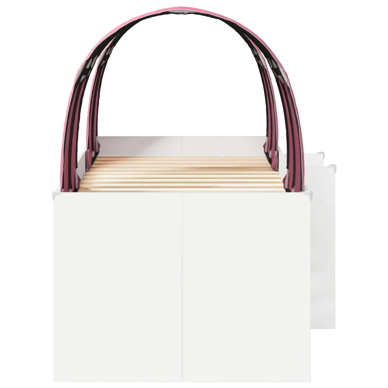 Cama infantil con túnel, color blanco y rosa, 203 x 111 cm, cama de juegos para niñas, niños, cama alta de madera, capacidad de carga de 120 kg, marco de cama estable para habitación de los