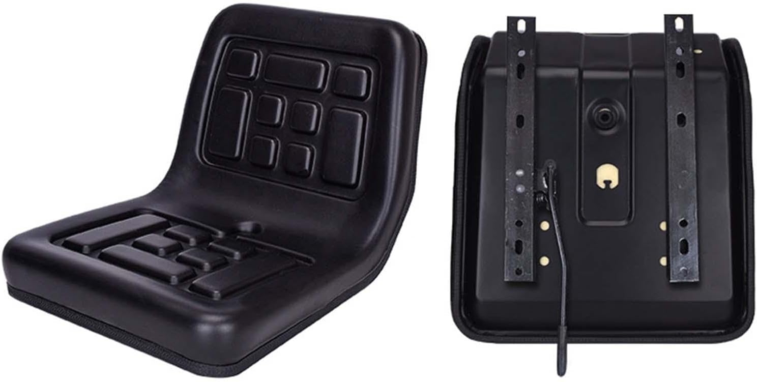 Tractor Seat Lawn Mower Seat Comfortable PU Leather with Back Rest Harvesters Seat Universal for Rice Transplanters Excavator, Slide Rail Model