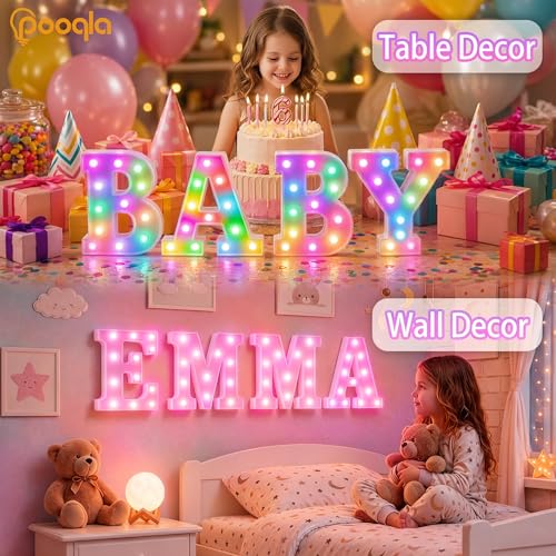 Pooqla Colorful LED Marquee Letter Lights with Remote – Light Up Marquee Signs – Party Bar Letters with Lights Decorations for The Home - Multicolor Q by Pooqla - Image 4