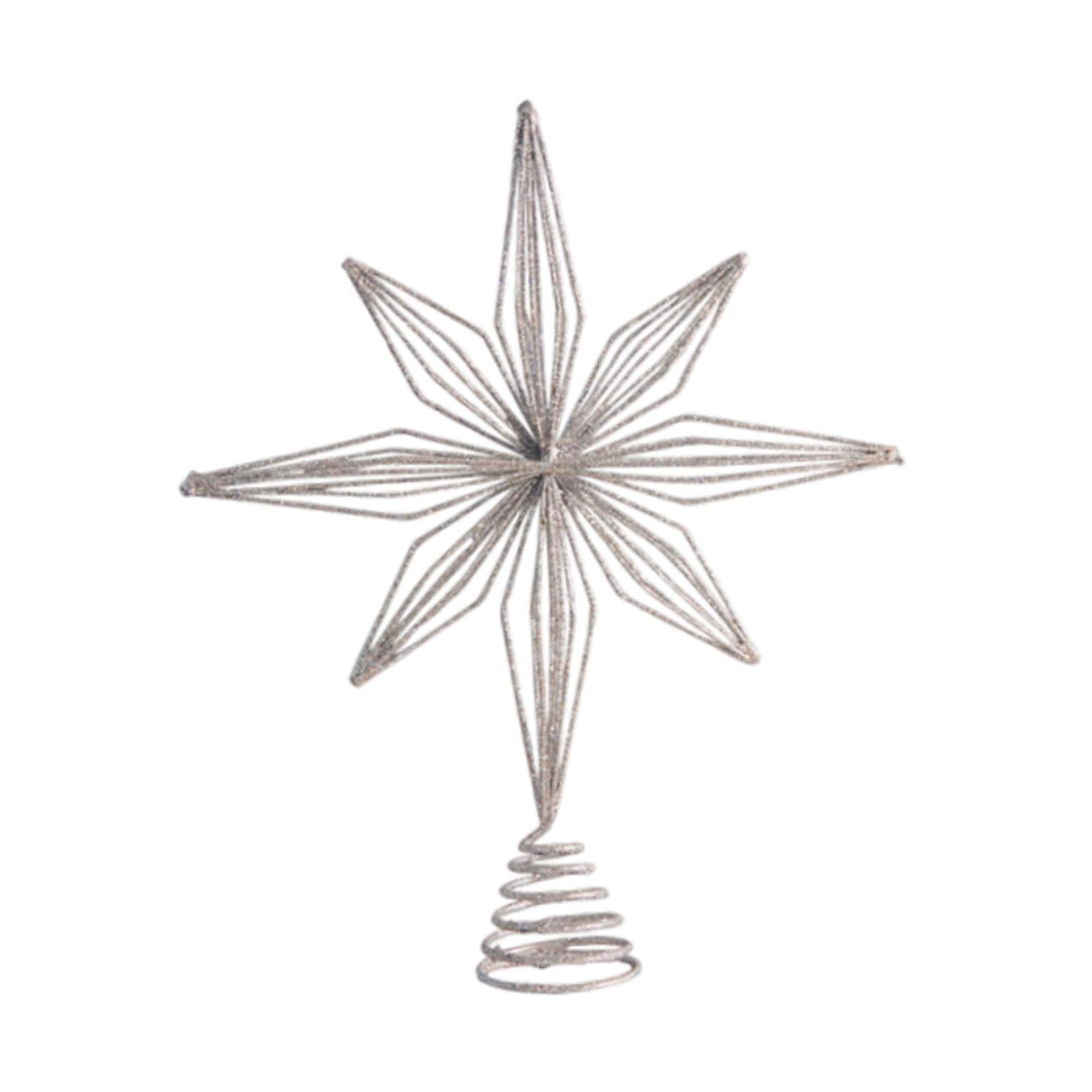 Adorno de estrella para árbol de Navidad JunZheHub de ocho puntas de diseño plata