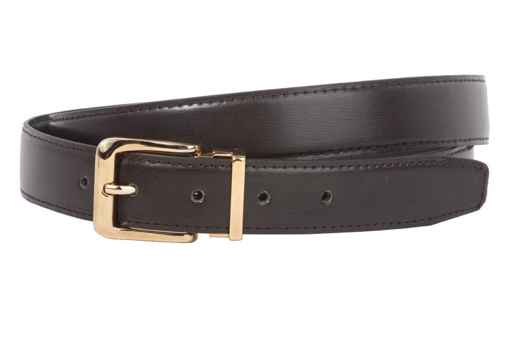 1 1/8 Inch Clamp On Gold Buckle One Size Fits All Faux Leather Belt Size: One-size-fits-all Color: Brown