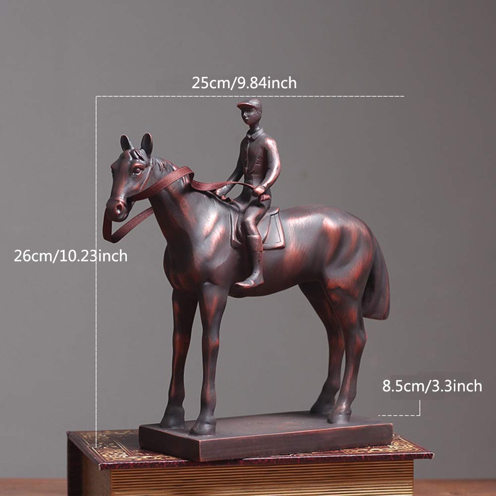 Konny dżokej wyścigi statuetka ozdoba rzeźba koń rycerz figurka rodzina dekoracja stołu M/M