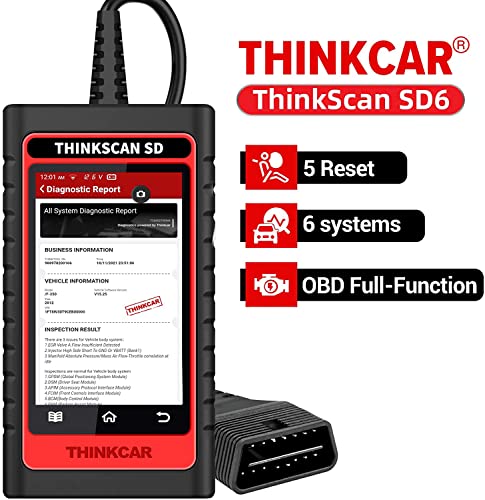 【6 SISTEMA (Motore/ABS/SRS/Trasmissione/BCM/ICM)】thinkcar Thinkcar Thinkscan SD6 obd2 auto diagnostica obd2 bluetooth scanner auto non solo può testare il sistema 4 di base Motore, ABS, SRS, Trasmissione, può anche testare il controllo del corpo e il modulo di controllo dello strumento, aiuta a leggere e cancellare 6 sistemi errati codice, visualizza la grafica del flusso di dati, la funzione ScreenCap memorizza e riproduce il flusso di dati dinamico, aiuta a eseguire analisi e diagnosi rapide.